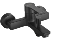 Robinet de salle de bain HMT moderne à montage sur plan, monocommande, eau chaude/froide, finition noir mat, en laiton, avec cartouche céramique