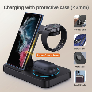 Tùy chỉnh 15 Wát đa 6/3 nhanh trong 1 trạm sạc không dây PD sạc dock đứng phí cho <span class=keywords><strong>Android</strong></span> di động thông minh Điện thoại di động đồng hồ - Product Image 2