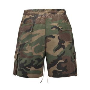 Pantalones Cortos <span class=keywords><strong>Cargo</strong></span> Camuflados Lavados Personalizados para <span class=keywords><strong>Hombre</strong></span> con Múltiples Bolsillos, Cintura con Cordón, Ajuste Holgado y Bolsillos Plisados <span class=keywords><strong>Tipo</strong></span> Organza - Product Image 5