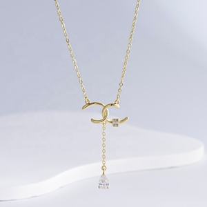 Collar de plata de ley 925 al por mayor, estilo hip hop, para mejores amigas, novedad 2026, con dijes de diseñador, chapado en oro, geométrico, para mujer - Product Image 2