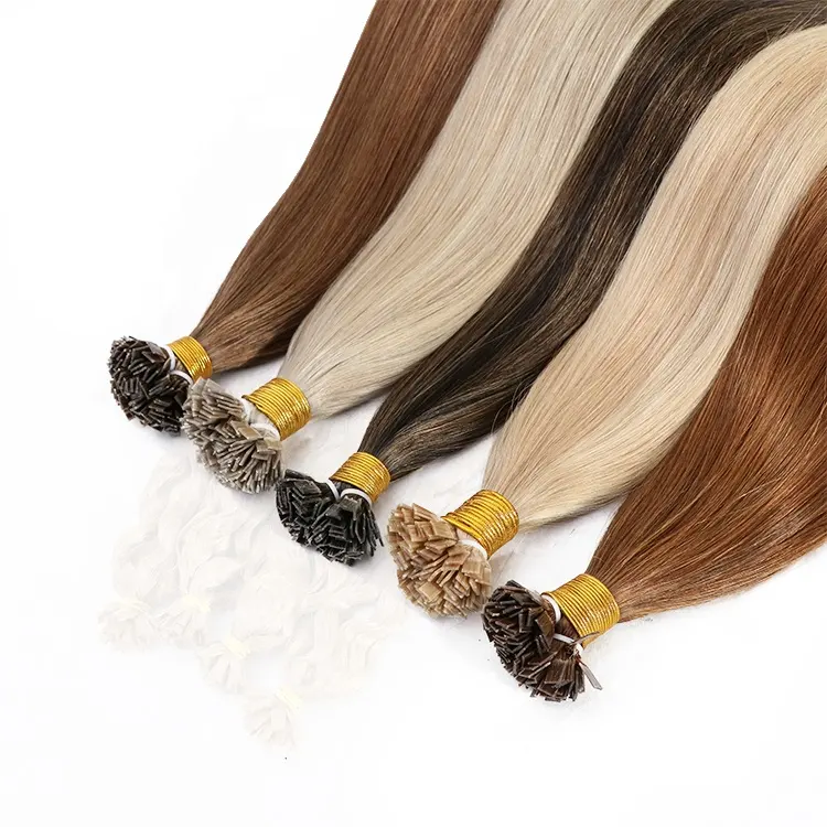 Véritable Remy Extension de Cheveux Humains Européens en Gros Kératine Bonds Pointe Plate Blonde Extension de Cheveux