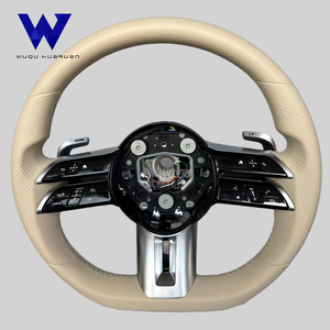 พวงมาลัยหนังสีเบจทรงแมลงปอแบบปรับแต่งรุ่นอัพเกรด เหมาะสำหรับรถเบนซ์ W205 W221 W222 GLS W212 W213 E63 AMG C63 E300 - Product Image 1