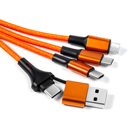 Câble de charge micro USB multi 5 en 1 de haute qualité, câble de données USB tressé en nylon de type C à type C, porte-clés pour cadeau promotionnel
