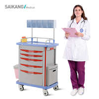 SAIKANG Chariot de service hospitalier en plastique ABS professionnel Chariot médical multifonction pour médicaments d'urgence avec SKR054-AT à tiroirs