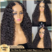 Perruques transparentes longues et volumineuses en cheveux humains indiens bruts Remy, ondulés naturels, avec partie en U, en cheveux de vison, à cuticules entièrement alignées, Super Naturel