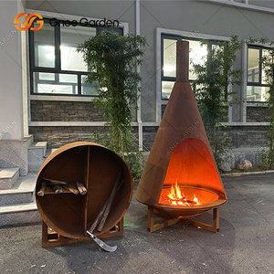 GNEE Corten Steel Outdoor Wood Burning Fire Pit Diseño ecológico 10000-14999 BTU Calefacción para acampar Patio Jardín trasero - Product Image 4