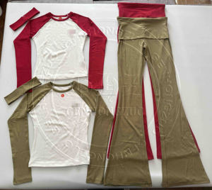 발렌타인데이 고품질 여성 세트 맞춤 로고 여성용 2피스 긴팔 라운지웨어 리본 플레어 팬츠 2피스 세트 - Product Image 2