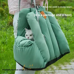 Cama para Gatos de Tela Suave, Portátil, de Doble Uso, Integrada, para Coche, Universal, para Todas las Estaciones, de Color Sólido - Product Image 1