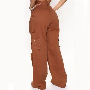 Pantalones vaqueros cargo anchos de mujer, de tiro alto, con múltiples bolsillos, lavado desgastado, estilo High Street - Product Image 4