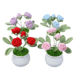 Macetas de Flores Tejidas a Crochet Hechas a Mano para Plantas Pequeñas, Ramo Tejido, Decoración del Hogar, Venta al por Mayor para Graduación y Día de la Madre - Product Image 1