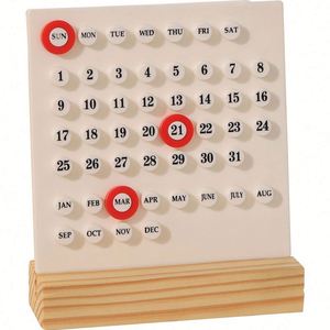 Calendrier de bureau en bois avec logo personnalisé, cadeau promotionnel écologique pour le bureau, planificateur quotidien et mensuel, cadeaux d'entreprise personnalisables - Product Image 1