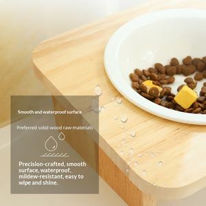제조업체 직송 고양이 밥그릇 나무 재질 흘림 방지 검은 턱 없음 솔리드 오크 낮은 받침대 목 보호 애완용품 - Product Image 3