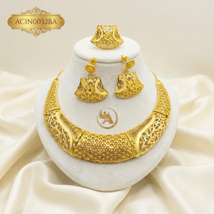 African Heritage Gold Plated Fashion Necklace Set Luxury Vintage Bridal Jewelry for Nigerian Women Wholesale - Product Image 1