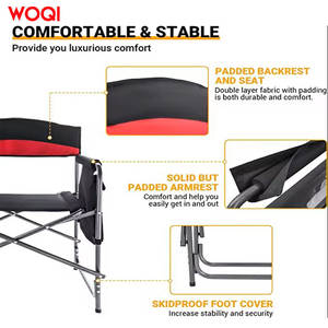 เก้าอี้สนามพับได้ Woqi โครงอะลูมิเนียม พกพาสะดวก พร้อมถาดวางของ สำหรับตั้งแคมป์และปิกนิก - Product Image 4