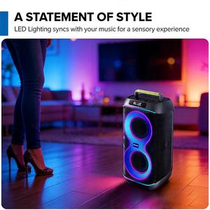 Altavoz Bluetooth Portátil Remax de 80W de Potencia Máxima con Dos Woofers de 6.5 Pulgadas, Luces LED, Micrófono Inalámbrico, Compatible con AUX/USB/TF - Product Image 4