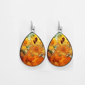 Boucles d'oreilles classiques en forme de larme, accessoires de bijoux, Gustav <span class=keywords><strong>Klimt</strong></span>, le baiser, image sous dôme en verre, goutte d'eau, boucles d'oreilles pour femmes - Product Image 4