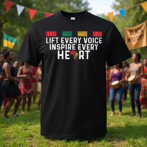Camiseta del Mes de la Historia Negra Afroamericana con Diseño: Levanta Cada Voz, Inspira Cada Corazón - Product Image 3