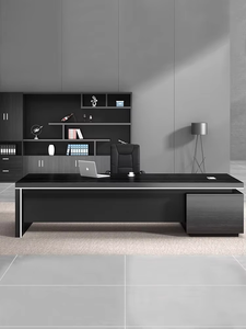 Combinaison de bureau et chaise modulaire de luxe en forme de L pour <span class=keywords><strong>superviseur</strong></span> de bureau, avec ambiance studieuse, mobilier commercial en bois - Product Image 3