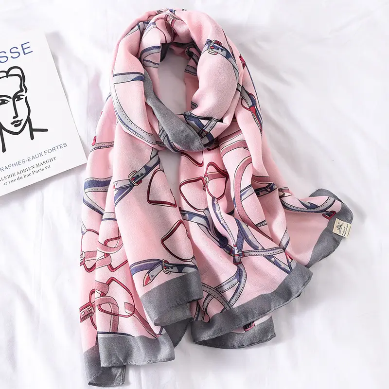 Fabricante de 2020 nuevo diseño estilo coreano de algodón de moda chales de lujo color sólido cinturón de impresión viscosa suave hijabs bufanda impresión