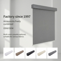 Persianas enrollables de cassette completas de fábrica 1997, con cadena manual, para ventana francesa, 100% opacas, de poliéster, tela personalizada, multicolor, OEM, lisas.