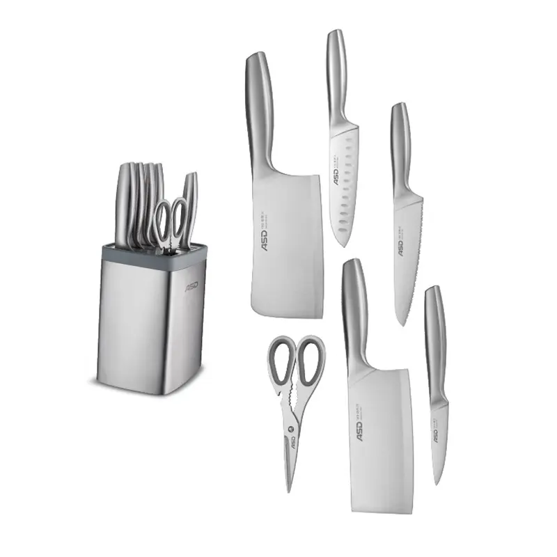 High quality 7PCS 30Cr13 stainless steel non stick kitchen knife sets with block