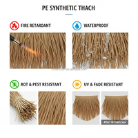 Toiture en paille de PVC décorative, simulation de chaume, rouleau de palmier, hutte aveugle, ignifuge, flamme artificielle, chaume synthétique en plastique, tuiles de toiture