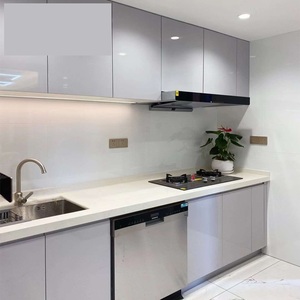 Gabinete de diseño de cocina moderno blanco enfocado en gabinete de almacenamiento de cocina de gabinete de casa entera personalizado - Product Image 1