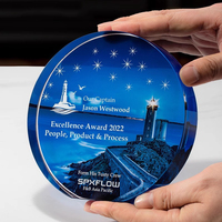 JZ Vente à Chaud Personnalisé Couleur LOGO Impression Cercle Cristal Verre Trophée Prix K9 Cristal Verre Honneurs Prix Plaques Décor