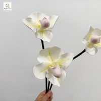 Bunga Anggrek Paphiopedilum Tiruan Gaya Retro dari PU, Sentuhan Asli, untuk Dekorasi Hotel, Rumah, Vas, Pernikahan, Warna Pink