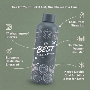 Bouteille d'eau en acier inoxydable OEM 500 ml à goulot étroit avec autocollant touristique personnalisé, articles promotionnels pour agences de voyage - Product Image 2