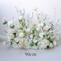 Décoration de scène de mariage DIY de luxe, centre d'événement, arrangement de roses blanches 3D, fleurs artificielles en soie, toile de fond Yeddu