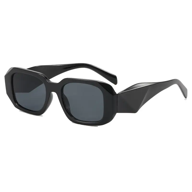 남성과 여성을위한 맞춤형 디자이너 복고풍 직사각형 럭셔리 선글라스 블랙 브랜드 UV400