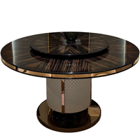 Ensemble de salle à manger en cuir véritable, style italien moderne, table à manger de luxe, meubles de salle à manger ronds pour villas