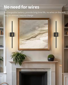 2-Piece 360&deg; Rotation 5000mAh LED Dimmable Picture Light USB Rechargeable <strong>Battery</strong> Operated Wall <strong>Lamps</strong> <strong>for</strong> <strong>Living</strong> <strong>Rooms</strong> Bedrooms - Product Image 2