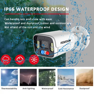 Fosvision kamera <span class=keywords><strong>Ip</strong></span> Poe <span class=keywords><strong>4k</strong></span> 8MP, kamera keamanan luar ruangan penglihatan malam warna penuh tahan air peluru 8mp <span class=keywords><strong>265</strong></span> - Product Image 4