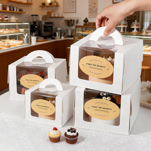 Boîte à gâteau d'anniversaire personnalisée de 4 pouces 16x16x12cm emballage en carton pour boulangeries artisanales cafés et service de traiteur - Product Image 1