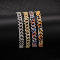 Miss Jewelry Kim Cương Eo Hai Giai Điệu Chuỗi Cuba, Kẹo Đầy Màu Sắc CZ Đá Iced Out Chain