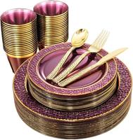 Kit de Vaisselle Jetable en PS à Motif Perle pour Fêtes, Assiettes Rondes, Couteaux, Fourchettes, Cuillères, Gobelets en Plastique, Serviettes, Couleurs Personnalisables, Vente en Gros