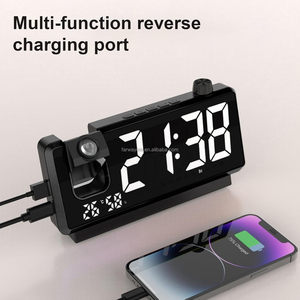 Chiếu kỹ thuật số Đồng hồ báo thức cho phòng ngủ với 180 ° chiếu kép báo động nhiệt độ và độ ẩm hiển thị Dual USB cổng - Product Image 2