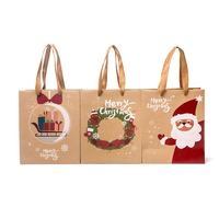 Impression personnalisée recyclée en gros nouveau sac fourre-tout cadeau créatif emballage de cadeau joyeux noël sac en papier kraft brun