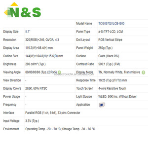 จอแสดงผล LCD ขนาด 5.7 นิ้ว 320*240 QVGA มีในสต็อกสำหรับอุปกรณ์ควบคุมอุตสาหกรรม อุปกรณ์การแพทย์ และยานยนต์ รุ่น TCG057QVLCB-G00 - Product Image 4