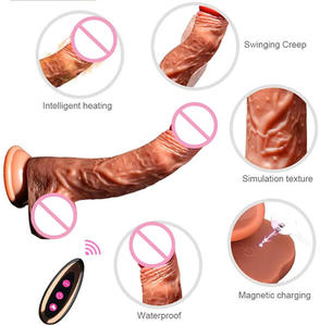 Gode chauffant chauffant à vibration télescopique pénis artificiel en <span class=keywords><strong>silicone</strong></span> réaliste gros godes électriques jouet sexuel pour couple - Product Image 2