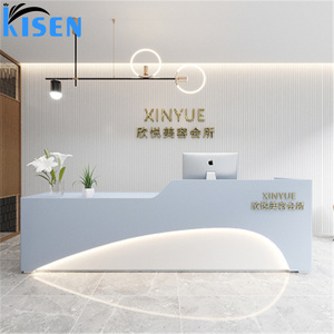 Kisen Luxury Versatile for Office Hospital Bar Hotel Living Room Workshop Salon Cashier <b>Counter</b> Curved <b>Reception</b> Table Design - Product Image 2