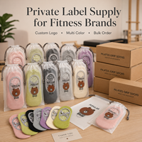 Chaussettes de Pilates antidérapantes en coton à marque privée avec points en silicone sur toute la semelle, chaussettes personnalisées avec logo pour la vente au détail en studio