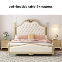 Lit King Size en Bois Massif Style Campagne Américaine, Design Nordique et Chinois Moderne, Tête de Lit Lumineuse Écologique pour Chambre Parentale