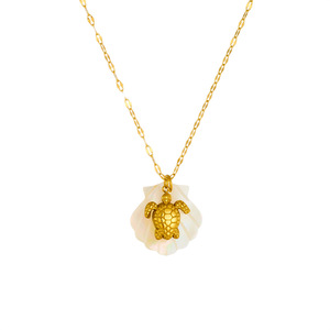 <b>Beach</b> Ocean Theme Stainless Steel Pendant <b>Necklace</b> 18K Gold Plated Starfish Conch Shell Turtle Charm Gift Jewelry - Product Image 5