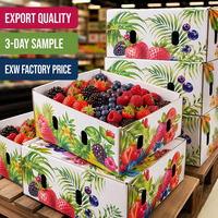 Boîte à fruits en carton ondulé personnalisée, ventilée, en papier kraft, pour produits frais, emballage de légumes imprimé OEM, qualité alimentaire