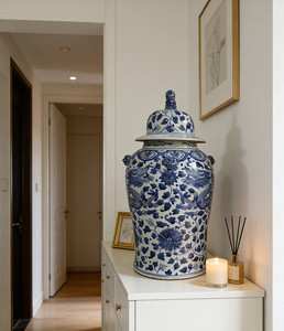 Jarra General de Porcelana Azul y Blanca de la Dinastía <span class=keywords><strong>Ming</strong></span> con Patrón de Dragón y Cabeza de Bestia, Adorno Coleccionable de Cerámica Vintage para Decoración del Hogar - Product Image 1