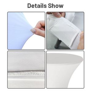 Elastic <b>Round</b> White Cover <b>Folding</b> <b>Table</b> Cocktail Party Spandex Tablecloth for Sale - Product Image 4