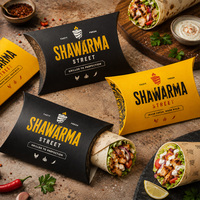 Boîte d'emballage pour shawarma en papier kraft, boîtes d'emballage alimentaire jetables personnalisées imprimées pour la livraison à emporter des restaurants, vente en gros